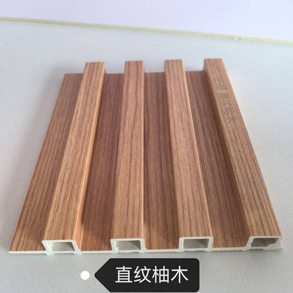 150×17mm Natural Straight Grain Teak WPC Fluted Wall Grille, Matte Grooved Slat Panel for Southeast Asian & Warm American Interior Decoration