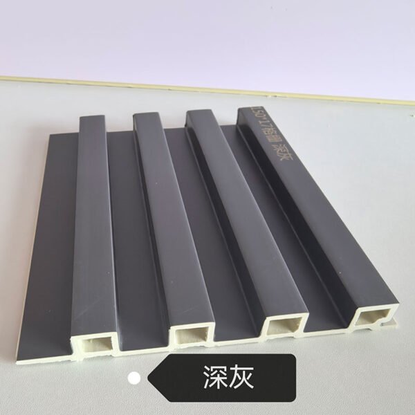 150×17mm Classic Dark Grey Matte WPC Fluted Wall Grille, Solid Grooved Slat Panel for Industrial & Modern Minimalist Interior Decoration