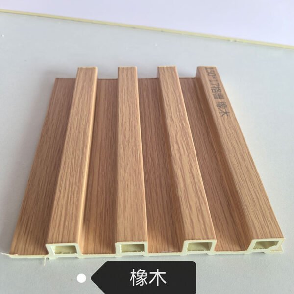 150×17mm Natural Oak Wood Grain WPC Fluted Wall Grille, Grooved Decorative Slat Panel for Nordic & American Style Interior Decoration