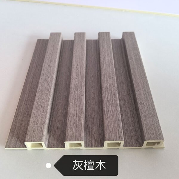 150×17mm Natural Grey Sandalwood Wood Grain WPC Fluted Wall Grille, Matte Grooved Slat Panel for Modern & Minimalist Interior Decoration