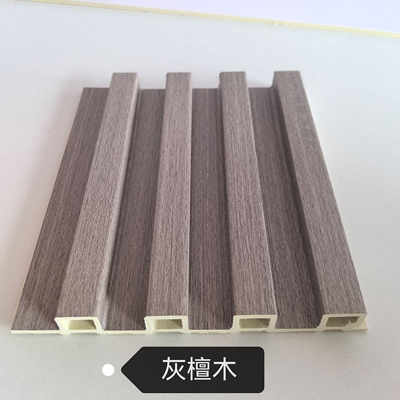 150×17mm Natural Grey Sandalwood Wood Grain WPC Fluted Wall Grille, Matte Grooved Slat Panel for Modern & Minimalist Interior Decoration