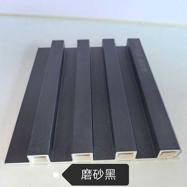 150×17mm Pure Matte Black WPC Fluted Wall Grille, Solid Grooved Slat Panel for Industrial & Modern Contrast Interior Decoration