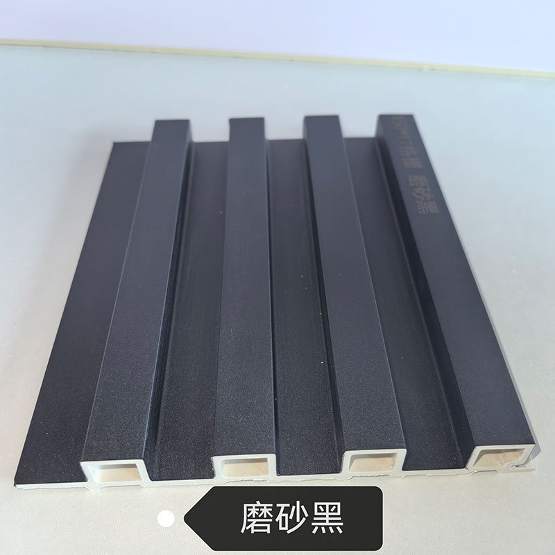 150×17mm Pure Matte Black WPC Fluted Wall Grille, Solid Grooved Slat Panel for Industrial & Modern Contrast Interior Decoration