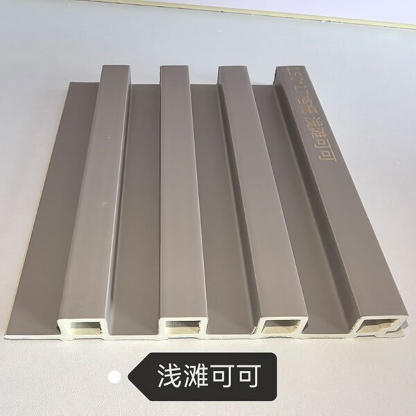 150×17mm Soft Light Cocoa Matte WPC Fluted Wall Grille, Solid Grooved Slat Panel for Cream & Warm Minimalist Interior Decoration
