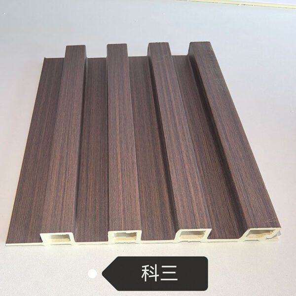 150×17mm Classic Dark Kosan Wood Grain WPC Fluted Wall Grille, Matte Grooved Slat Panel for New Chinese & American Retro Interior Decoration