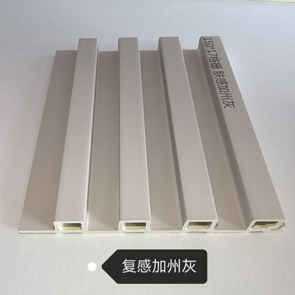 150×17mm Soft Touch California Grey Matte WPC Fluted Wall Grille, Solid Grooved Slat Panel for Modern Minimalist & Light Luxury Interior Decoration