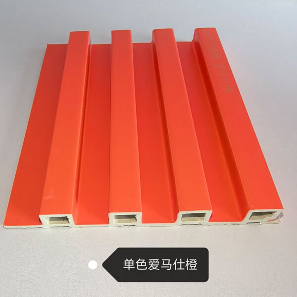 150×17mm Bright Hermes Orange Matte WPC Fluted Wall Grille, Solid Grooved Slat Panel for Luxury Retail & Trendy Commercial Interior Decoration