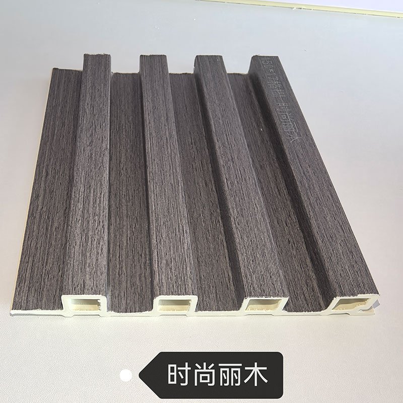 150×17mm Fashion Dark Fine Wood Grain WPC Fluted Wall Grille, Matte Grooved Slat Panel for Modern Industrial & Minimalist Interior Decoration