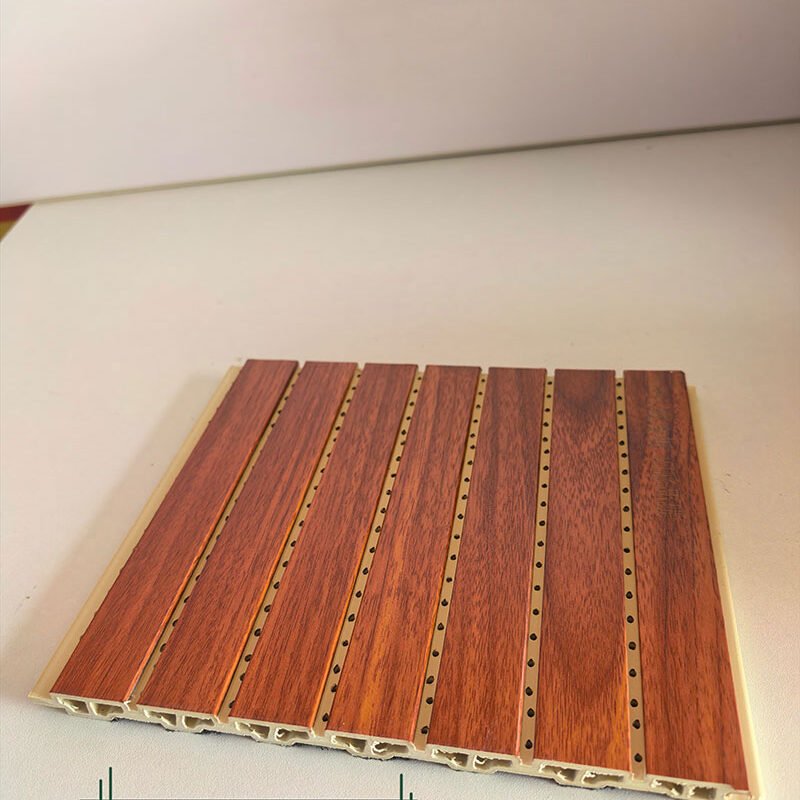 Gradient Fantasy Color Walnut Wood Grain Perforated WPC Acoustic Sound Absorption Panel 210mm×12mm | Shandong Ding'en Wood Products Co.,Ltd, Custom Cut Length:2.44/2.8/2.9m Available