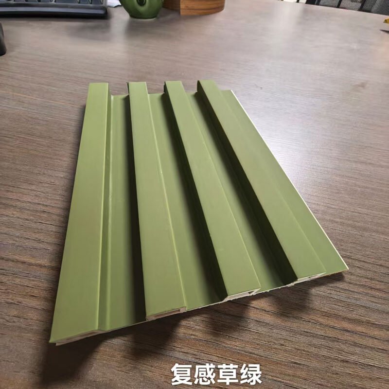 150×17mm Soft Skin Feel Grass Green Matte WPC Fluted Wall Grille, Solid Grooved Slat Panel for Fresh Natural Style Interior & Commercial Decoration